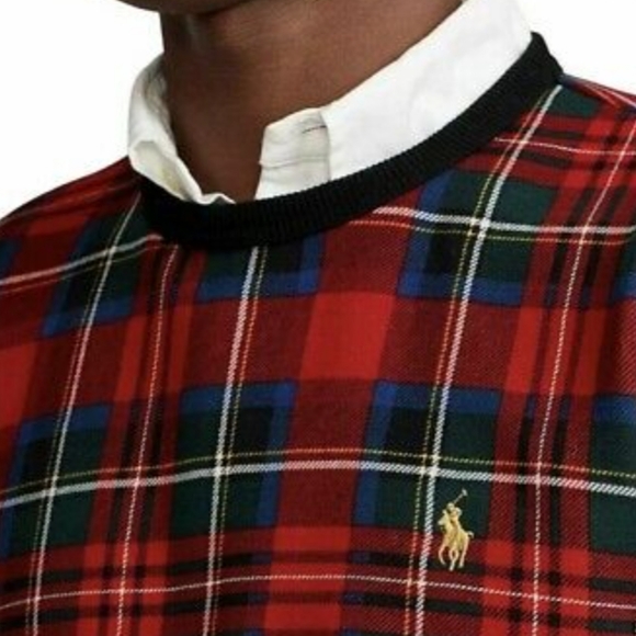 NWT Men's Ralph Lauren Polo Buffalo Tartan Crewneck Sweatshirt - Picture 2 of 8